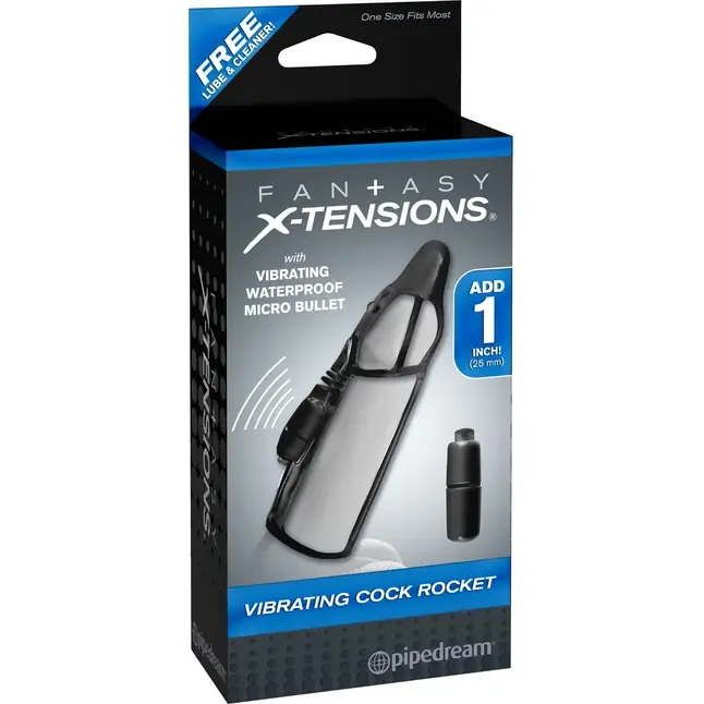 Чёрная вибронасадка Vibrating Cock Rocket - 17,7 см - Fantasy X-tensions