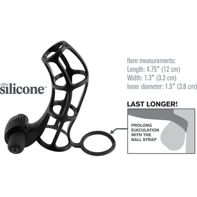 Чёрная вибронасадка Deluxe Silicone Power Cage - 12 см - Fantasy X-tensions. Фотография 2.