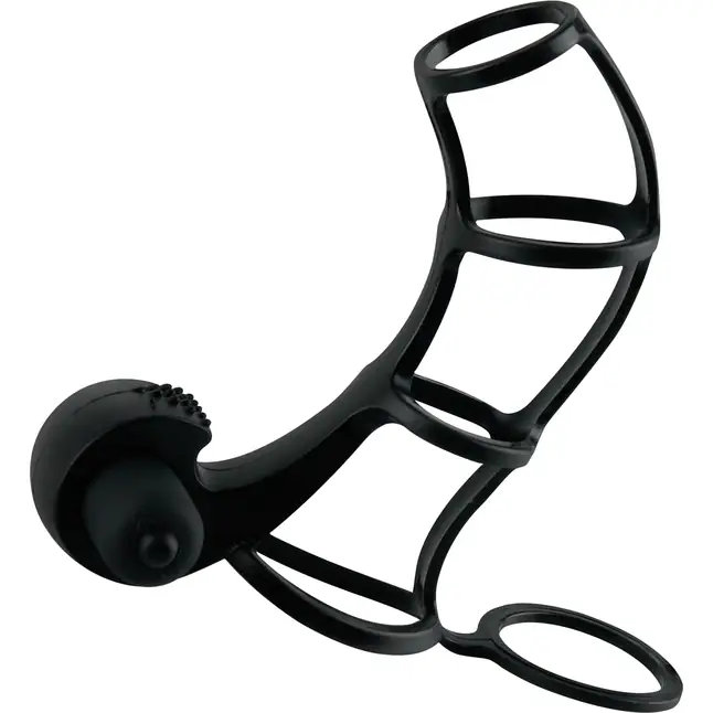 Чёрная вибронасадка Deluxe Silicone Power Cage - 12 см - Fantasy X-tensions. Фотография 3.