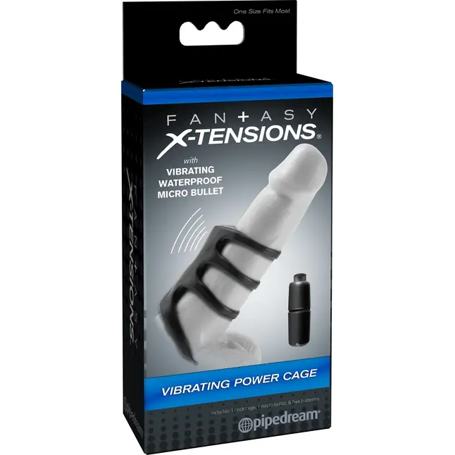 Чёрная вибронасадка Vibrating Power Cage - Fantasy X-tensions. Фотография 4.