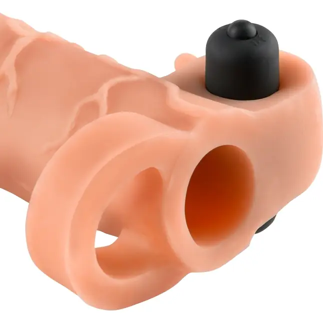 Телесная вибронасадка с кольцом Vibrating Real Feel 2 Extension - 16 см - Fantasy X-tensions. Фотография 2.