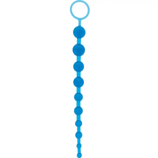 Синяя анальная цепочка с кольцом ORIENTAL JELLY BUTT BEADS - 26,6 см