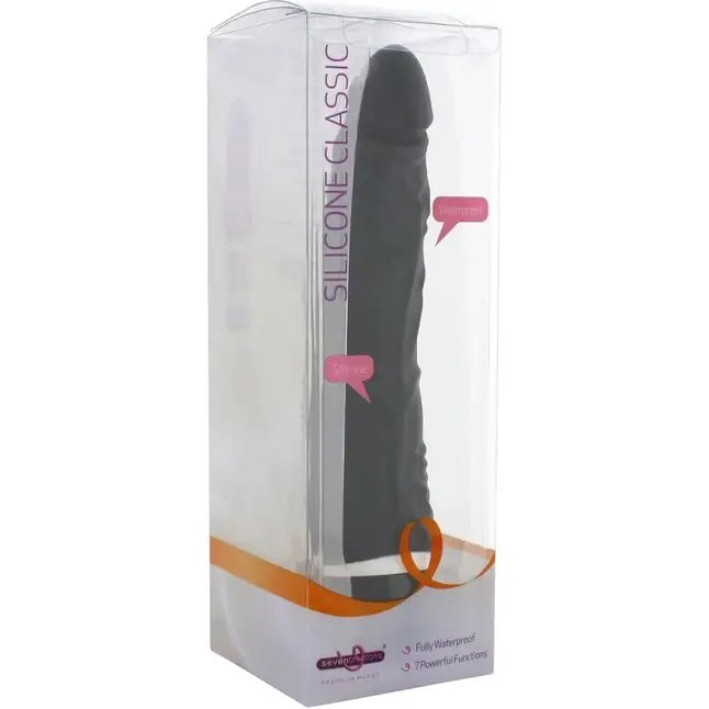 Чёрный силиконовый вибратор CLASSIC SLIM - 21 см - Premium Range