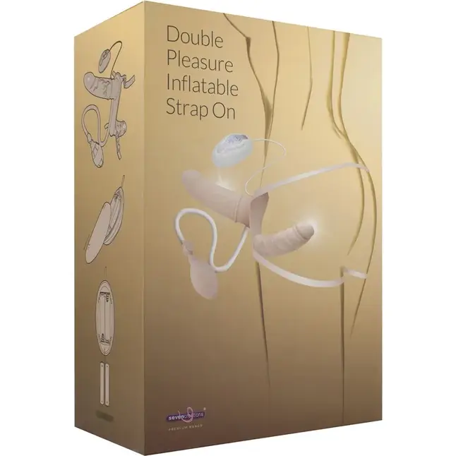 Женский страпон DOUBLE VIBRATING STRAP-ON с вагинальной пробкой - 17 см - Premium Range. Фотография 2.