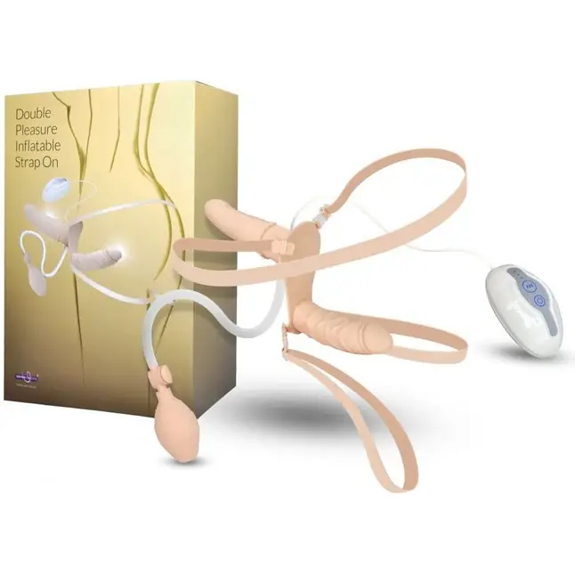 Женский страпон DOUBLE VIBRATING STRAP-ON с вагинальной пробкой - 17 см - Premium Range. Фотография 3.