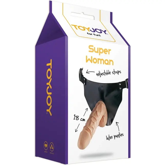 Телесный страпон SUPERWOMAN STRAP-ON - 18 см - Classics. Фотография 2.