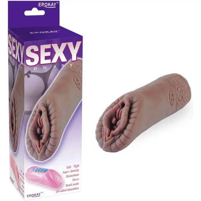 Коричневый мастурбатор Sexy Pussy with Beads Tube