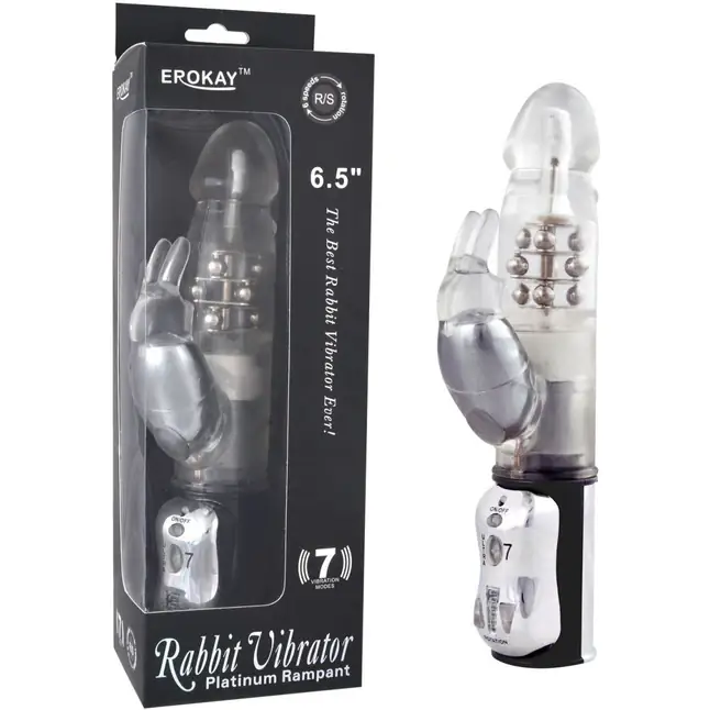 Вибратор Classicle Rabbit Silver с ротацией - 24 см