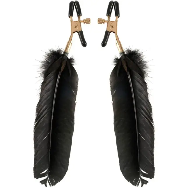 Зажимы на соски с крупными пёрышками GOLD FEATHER NIPPLE CLAMPS - Fetish Fantasy Gold