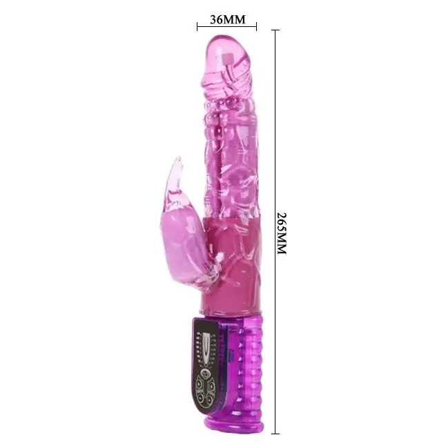 Розовый вибратор со стимулятором клитора Love Stroker - 26,5 см. Фотография 3.