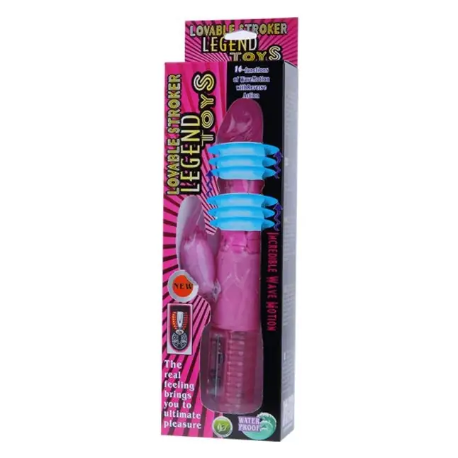 Розовый вибратор со стимулятором клитора Love Stroker - 26,5 см. Фотография 4.
