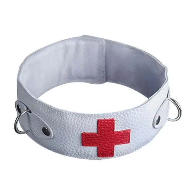 Ошейник с кольцами и красным крестом - BDSM accessories. Фотография 2.