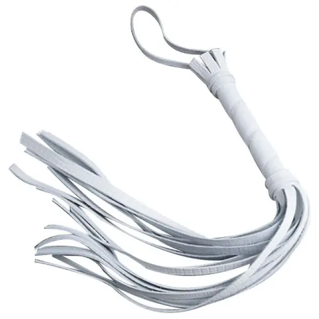 Белая кожаная плеть с 22 хвостами - 40 см - BDSM accessories. Фотография 2.