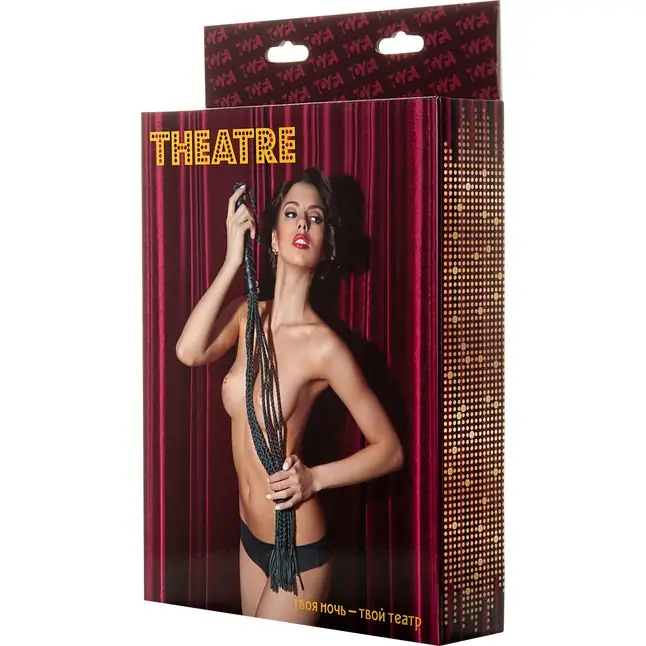 Чёрная кожаная плеть-кошка - 81 см - Theatre. Фотография 4.