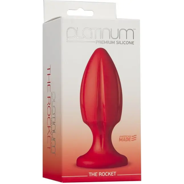Красная анальная пробка The Rocket с продольными канавками - 12 см - Platinum Premium Silicone. Фотография 2.