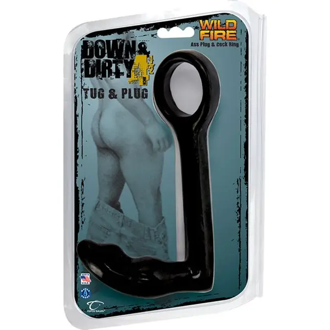Эрекционное кольцо с анальным стимулятором Down Dirty 4.5 Tug Plug Ass Plug Cock Ring - Down   Dirty. Фотография 3.