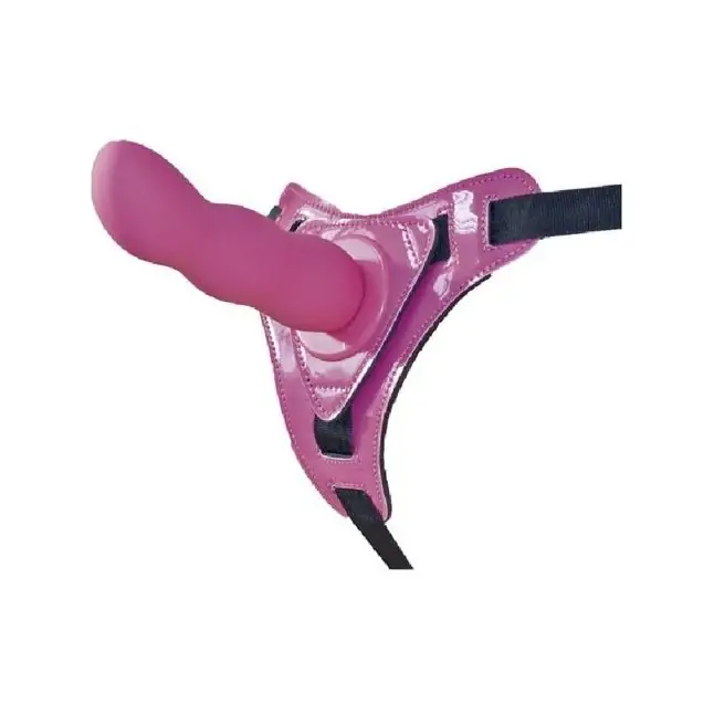 Розовый страпон на трусиках Curved Dong - 13,5 см