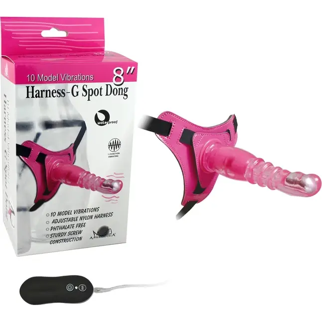 Розовый страпон на трусиках с вибрацией 10Mode Vibrations Harness-G spot Dong - 18,7 см. Фотография 2.