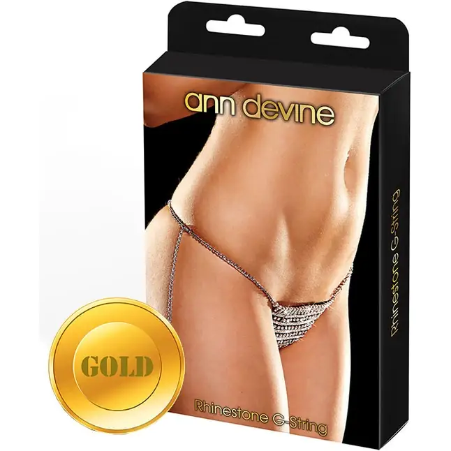 Трусики-стринги из золотистых кристаллов Rhinestone G-String