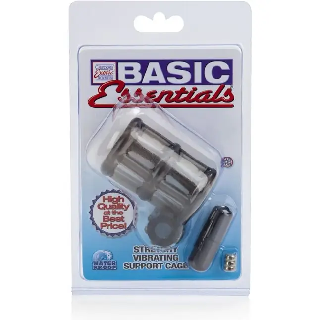 Плетеная насадка с вибростимулятором Stretchy - Basic Essentials. Фотография 6.