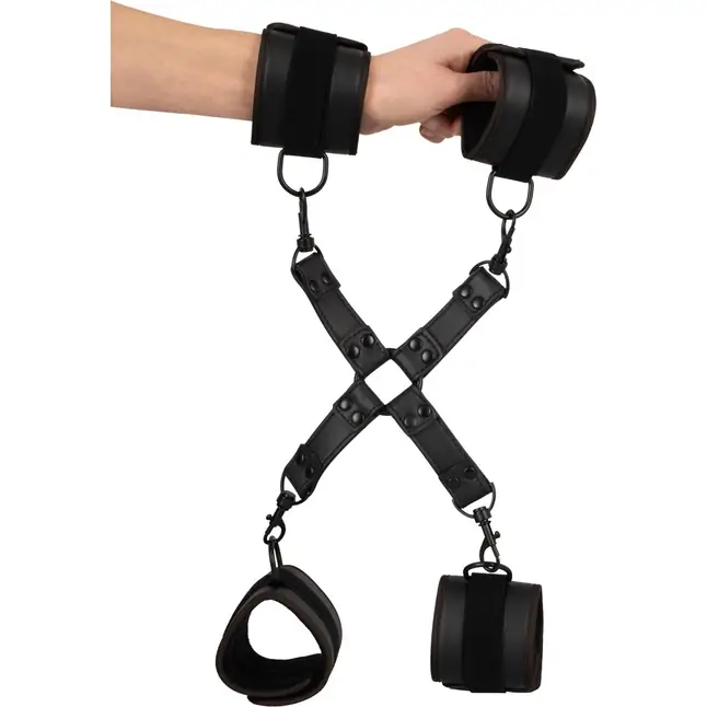 Черный набор крестовой фиксации Bondage Set - VeganFetish. Фотография 3.