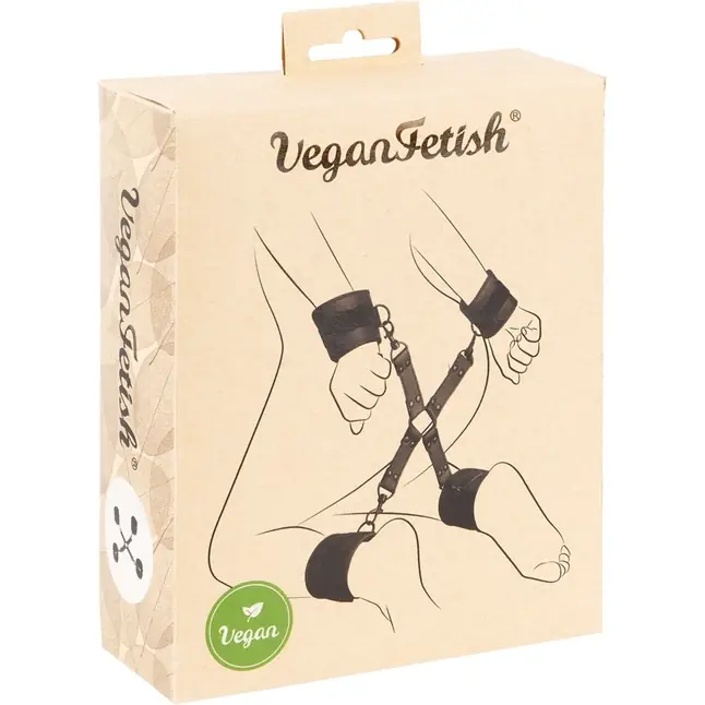 Черный набор крестовой фиксации Bondage Set - VeganFetish. Фотография 6.