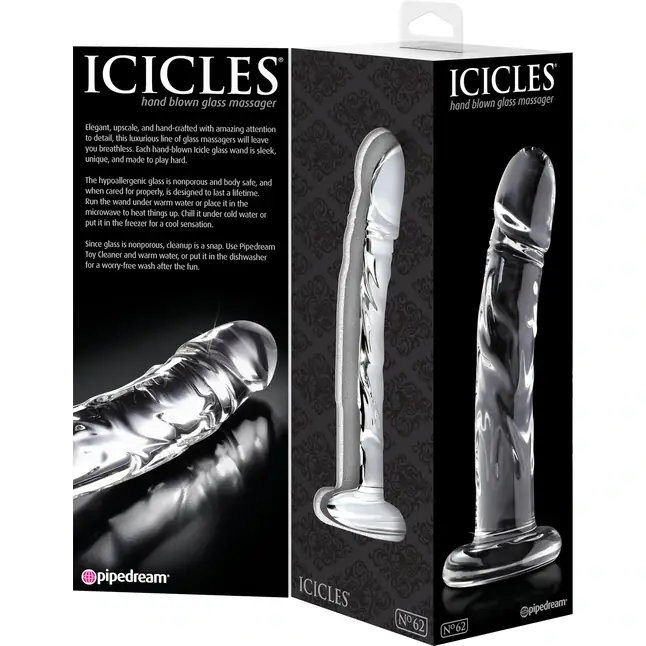 Прозрачный стеклянный фаллоимитатор Icicles №62 - 16,5 см - Icicles. Фотография 3.