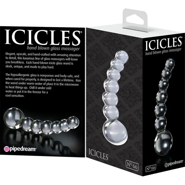 Прозрачный стеклянный стимулятор Icicles №66 - 12 см - Icicles. Фотография 3.