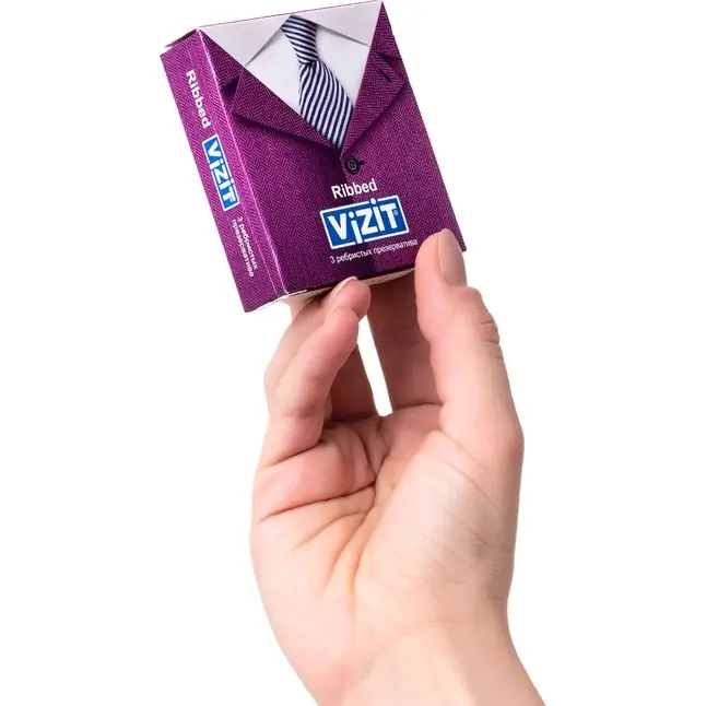 Ребристые презервативы VIZIT Ribbed - 3 шт. Фотография 4.