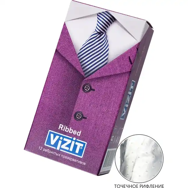Ребристые презервативы VIZIT Ribbed - 12 шт