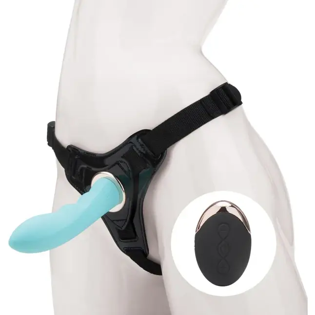 Голубой вибрострапон Vander Wireless Silicone Dong - 14 см
