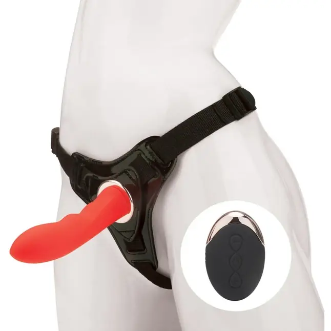 Красный вибрострапон Vander Wireless Silicone Dong - 14 см