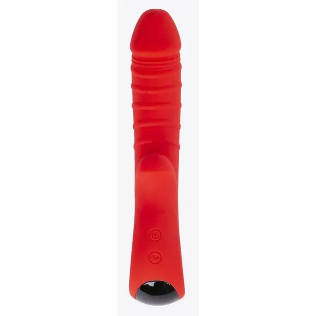 Красный вибромассажёр с рёбрышками Ribbed - 18 см. Фотография 3.