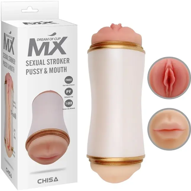 Двусторонний мастурбатор Sexual Stroker Pussy Mouth - вагина и ротик - MX. Фотография 3.