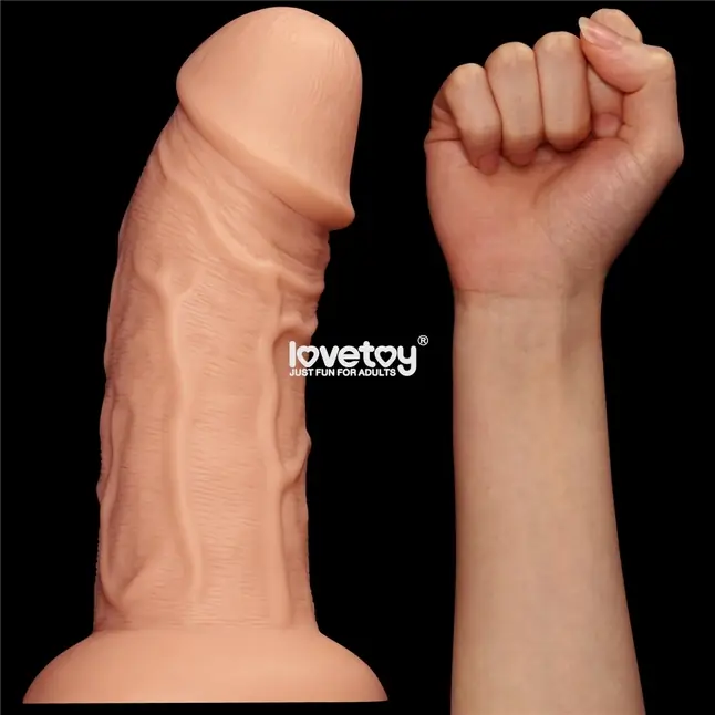 Телесный фаллоимитатор-гигант 9.5 Realistic Curved Dildo - 24 см. Фотография 2.