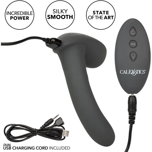 Серый стимулятор простаты Remote Control Inflatable Probe с вибрацией и функцией расширения - 11,5 см - Eclipse. Фотография 5.