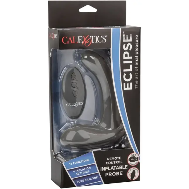 Серый стимулятор простаты Remote Control Inflatable Probe с вибрацией и функцией расширения - 11,5 см - Eclipse. Фотография 8.
