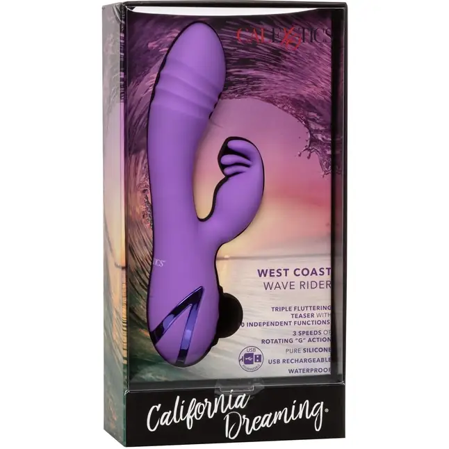 Фиолетовый вибромассажер-кролик с ротацией West Coast Wave Rider - California Dreaming. Фотография 7.
