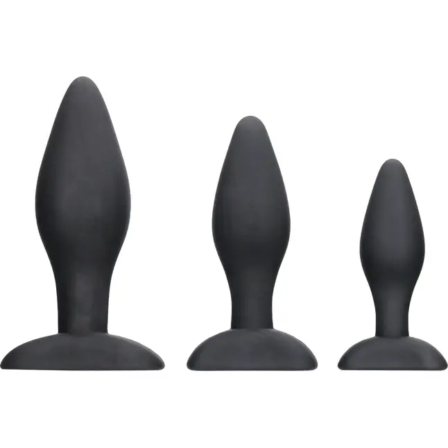 Набор из 3 черных анальных пробок Apex Butt Plug Set - Ouch!