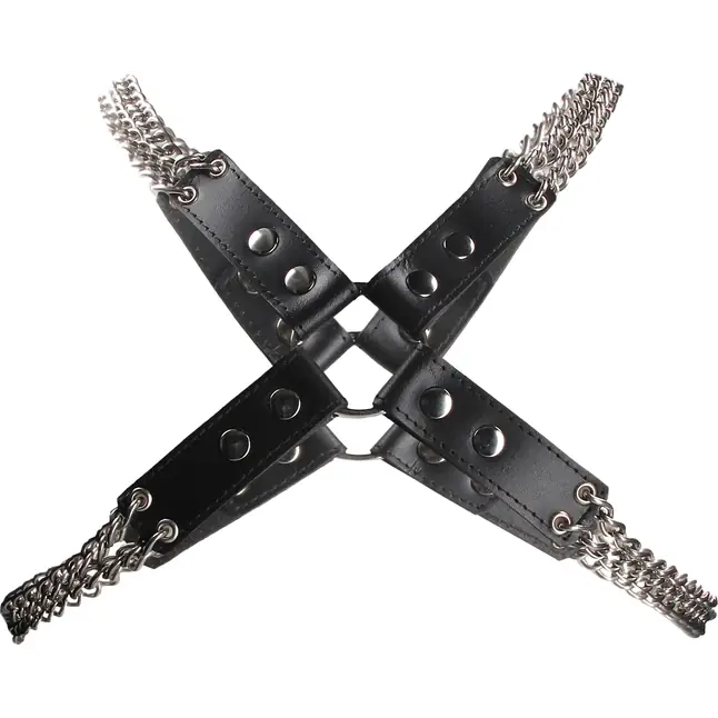 Черная мужская портупея Chain And Chain Harness - Ouch!. Фотография 2.