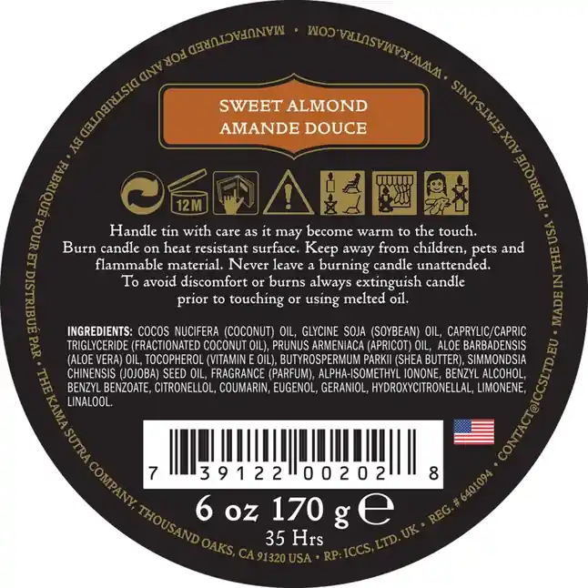 Массажная свеча Ignite Sweet Almond с ароматом миндаля - 170 гр. Фотография 2.