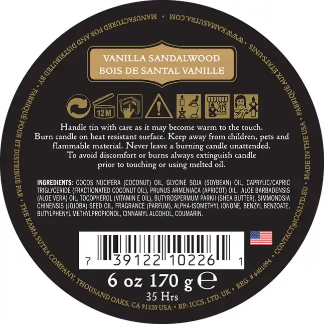 Массажная свеча Ignite Vanilla Sandalwood с ароматом ванили и сандала - 170 гр. Фотография 2.