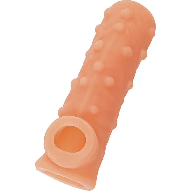Телесная насадка с пупырышками и открытой головкой Nude Sleeve L - 14 см. Фотография 5.