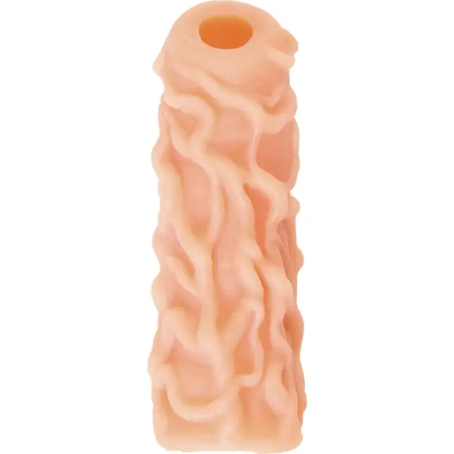 Телесная насадка с венками и открытой головкой Nude Sleeve M - 12 см. Фотография 3.