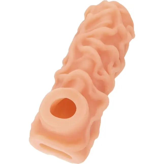 Телесная насадка с венками и открытой головкой Nude Sleeve M - 12 см. Фотография 6.