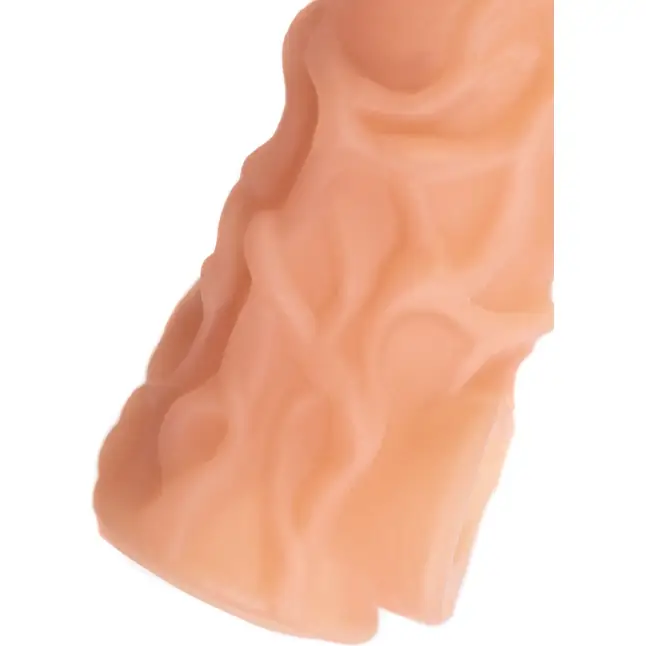 Телесная насадка с венками и открытой головкой Nude Sleeve M - 12 см. Фотография 9.