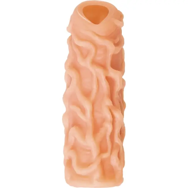 Телесная насадка с венками и открытой головкой Nude Sleeve L - 14 см. Фотография 3.