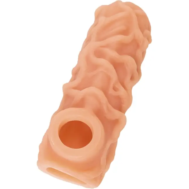 Телесная насадка с венками и открытой головкой Nude Sleeve L - 14 см. Фотография 6.