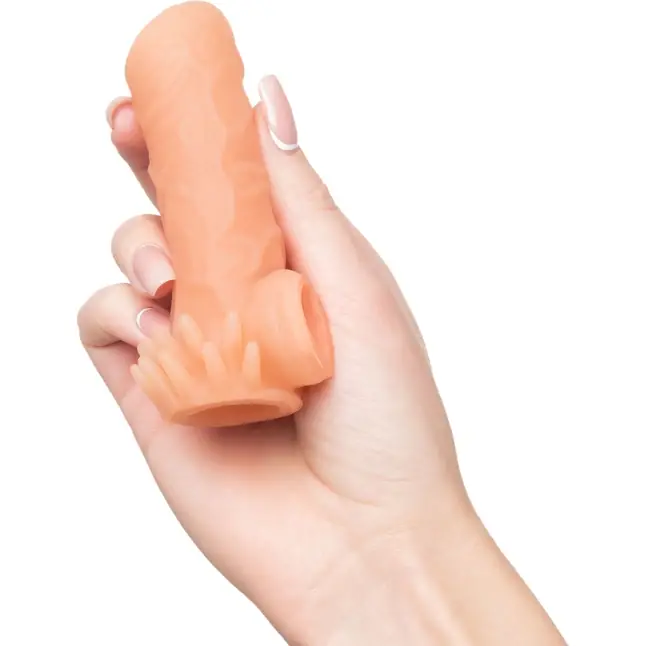 Телесная насадка с усиками и открытой головкой Nude Sleeve L - 14 см. Фотография 2.