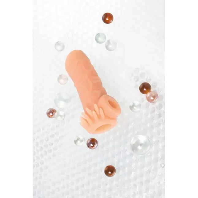 Телесная насадка с усиками и открытой головкой Nude Sleeve L - 14 см. Фотография 11.